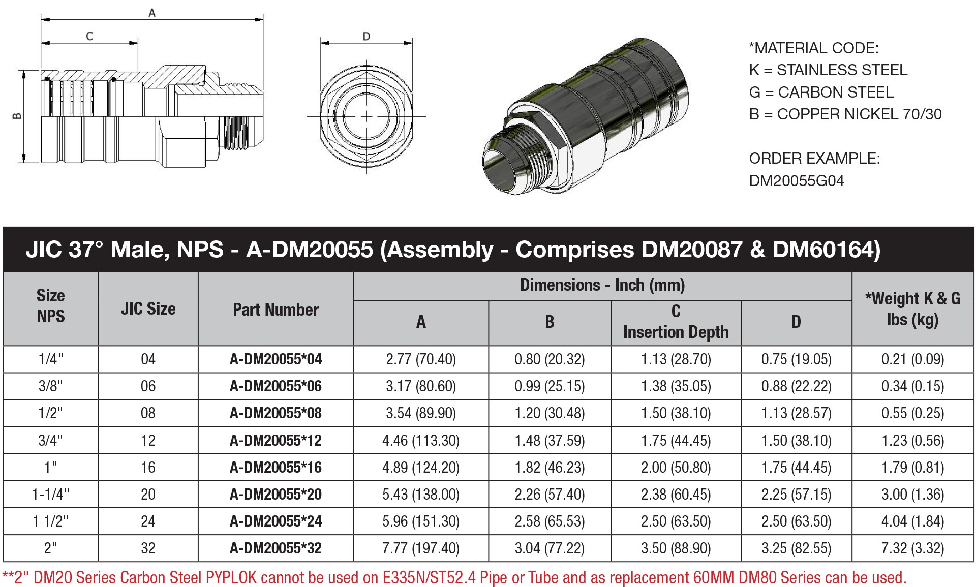 NPS Pipe Fitting - DM 20 Series - DM20055 data sheet