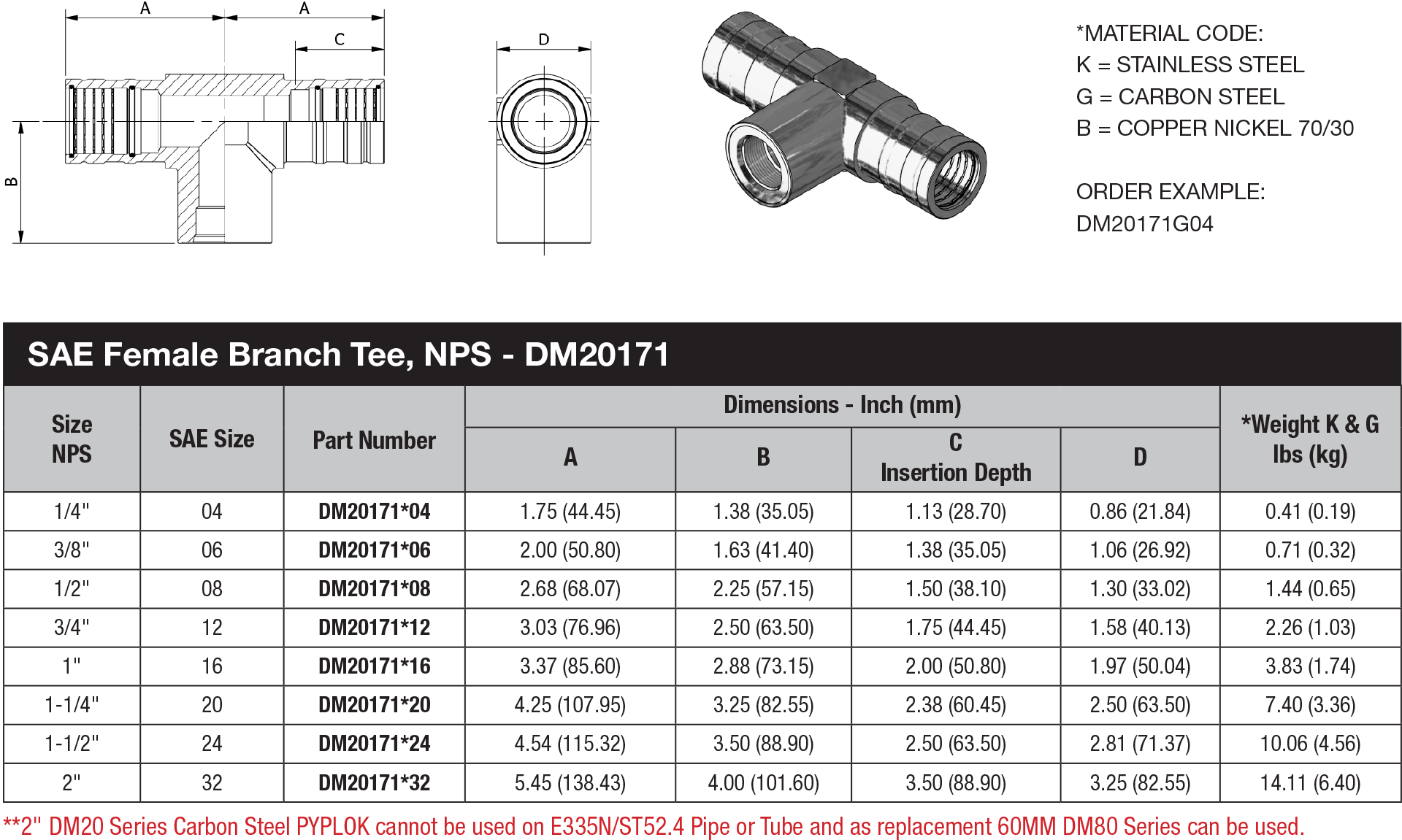 NPS Pipe Fitting - DM 20 Series - DM20171 data sheet