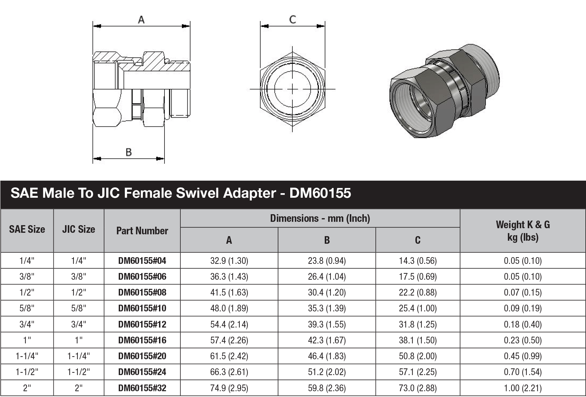 DM Series Tube Adapter - DM60155 data sheet