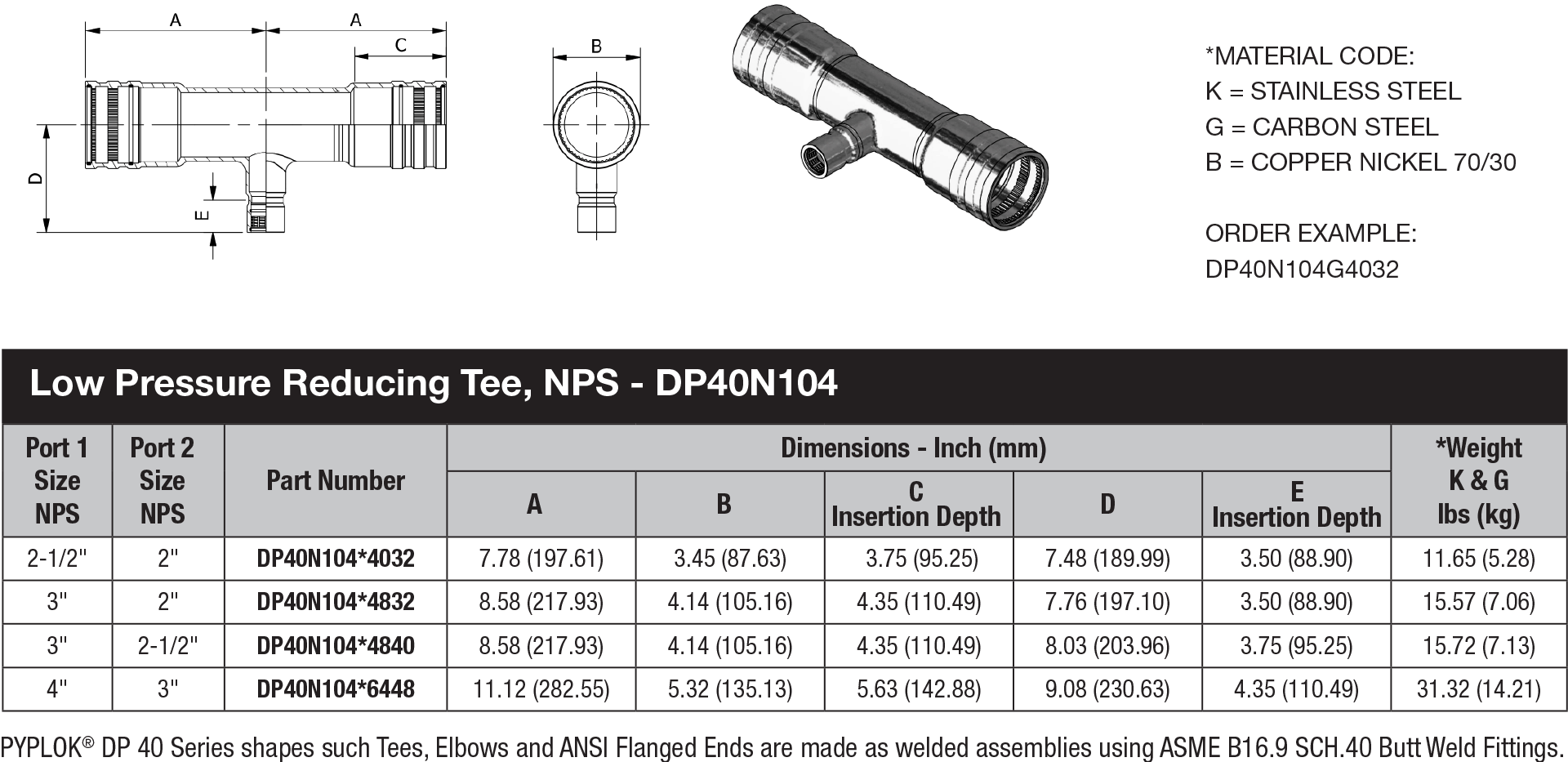 NPS Low Pressure - DP40N104 data sheet